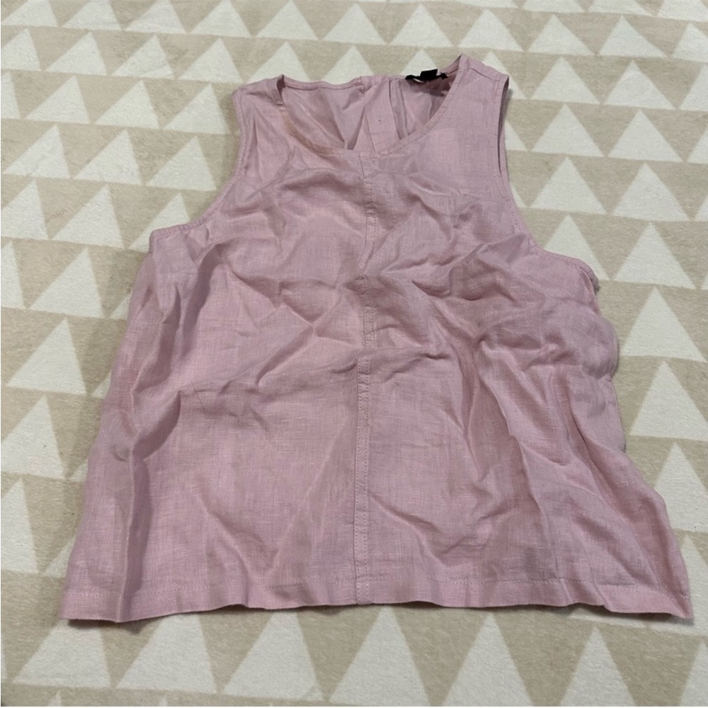 J crew button back linen tank top, lavender